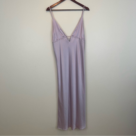 Maison Essentiele Slip On 100% 6A Silk Sleep Gown Long Size Large Light Purple - Picture 2 of 12
